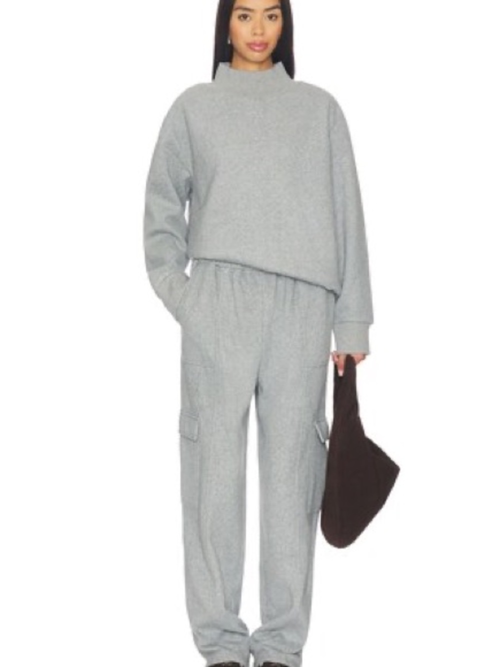Lovers + Friends Light Gray Mock Neck Sweater Set